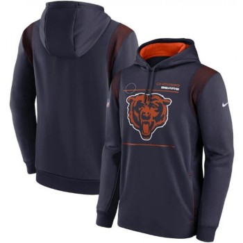 Men's Chicago Bears 2021 Navy Sideline Logo Performance Pullover Hoodie Men's Chicago Bears 2021 Navy Sideline Logo Performance Pullover Hoodie