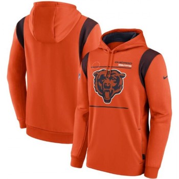 Men's Chicago Bears 2021 Orange Sideline Logo Performance Pullover Hoodie Men's Chicago Bears 2021 Orange Sideline Logo Performance Pullover Hoodie