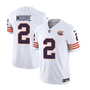 Men's Chicago Bears #2 DJ Moore White 2023 F.U.S.E. Throwback Limited Stitched Football Jersey Men's Chicago Bears #2 DJ Moore White 2023 F.U.S.E. Throwback Limited Stitched Football Jersey