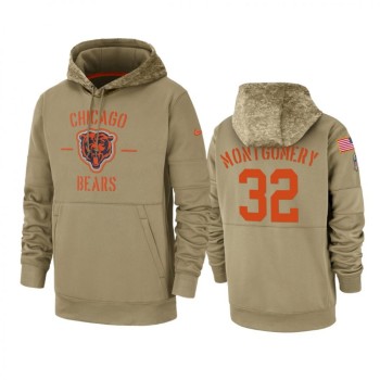 Men's Chicago Bears #32 David Montgomery Tan 2019 Salute to Service Sideline Therma Pullover Hoodie Men's Chicago Bears #32 David Montgomery Tan 2019 Salute to Service Sideline Therma Pullover Hoodie