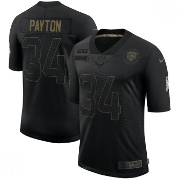 Men's Chicago Bears #34 Walter Payton 2020 Black Salute To Service Limited Stitched Jersey Men's Chicago Bears #34 Walter Payton 2020 Black Salute To Service Limited Stitched Jersey