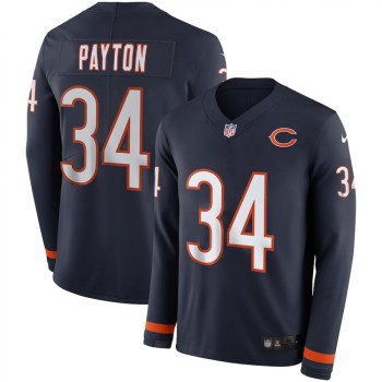 Men's Chicago Bears #34 Walter Payton Navy Therma Long Sleeve Stitched NFL Jersey Men's Chicago Bears #34 Walter Payton Navy Therma Long Sleeve Stitched NFL Jersey