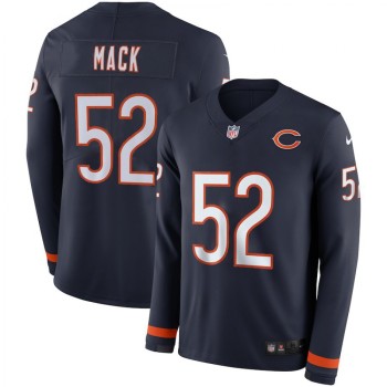 Men's Chicago Bears #52 Khalil Mack Navy Therma Long Sleeve Stitched NFL Jersey Men's Chicago Bears #52 Khalil Mack Navy Therma Long Sleeve Stitched NFL Jersey