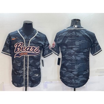 Men's Chicago Bears Blank Grey Camo With Patch Cool Base Stitched Baseball Jersey Men's Chicago Bears Blank Grey Camo With Patch Cool Base Stitched Baseball Jersey