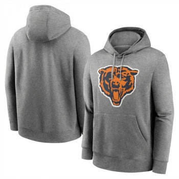 Men's Chicago Bears Heather Gray Primary Logo Long Sleeve Hoodie T-Shirt Men's Chicago Bears Heather Gray Primary Logo Long Sleeve Hoodie T-Shirt