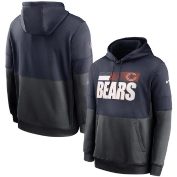 Men's Chicago Bears Navy/Charcoal Sideline Impact Lockup Performance Pullover Hoodie Men's Chicago Bears Navy/Charcoal Sideline Impact Lockup Performance Pullover Hoodie