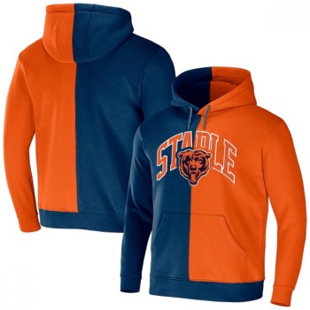 Men's Chicago Bears Navy/Orange Split Logo Pullover Hoodie Men's Chicago Bears Navy/Orange Split Logo Pullover Hoodie