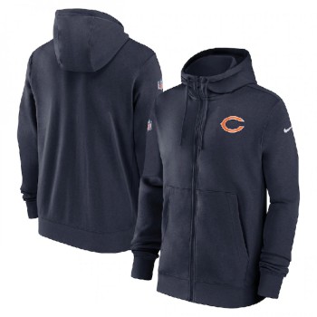 Men's Chicago Bears Navy Sideline Club Performance Full-Zip Hoodie Men's Chicago Bears Navy Sideline Club Performance Full-Zip Hoodie
