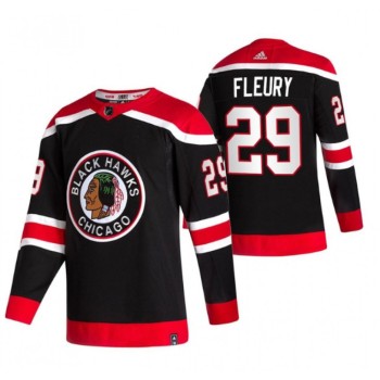 Men's Chicago Blackhawks #29 Marc-Andre Fleury 2020-21 Black Reverse Retro Stitched Jersey Men's Chicago Blackhawks #29 Marc-Andre Fleury 2020-21 Black Reverse Retro Stitched Jersey