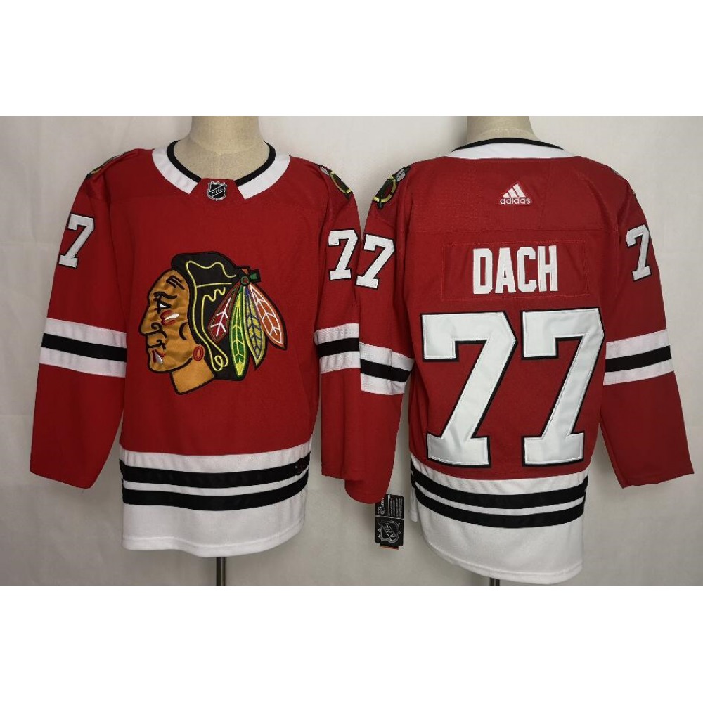 Men's Chicago Blackhawks #77 Kirby Dach Red Throwback CCM Stitched NHL Jersey