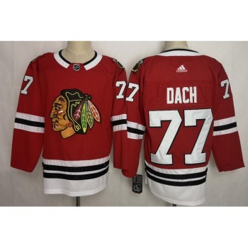 Men's Chicago Blackhawks #77 Kirby Dach Red Throwback CCM Stitched NHL Jersey Men's Chicago Blackhawks #77 Kirby Dach Red Throwback CCM Stitched NHL Jersey