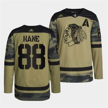 Men's Chicago Blackhawks #88 Patrick Kane 2022 Camo Military Appreciation Night White Stitched Jersey Men's Chicago Blackhawks #88 Patrick Kane 2022 Camo Military Appreciation Night White Stitched Jersey