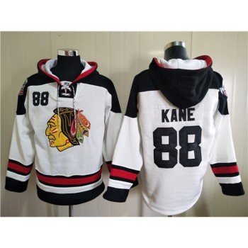 Men's Chicago Blackhawks #88 Patrick Kane White Ageless Must-Have Lace-Up Pullover Hoodie Men's Chicago Blackhawks #88 Patrick Kane White Ageless Must-Have Lace-Up Pullover Hoodie