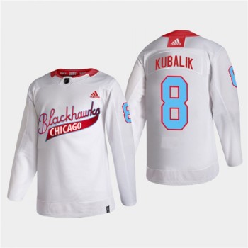 Men's Chicago Blackhawks #8 Dominik Kubalik 2022 Community Night White Stitched Jersey Men's Chicago Blackhawks #8 Dominik Kubalik 2022 Community Night White Stitched Jersey