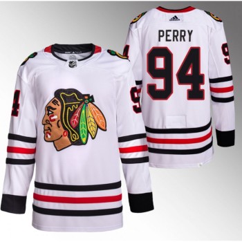 Men's Chicago Blackhawks #94 Corey Perry White Stitched Hockey Jersey Men's Chicago Blackhawks #94 Corey Perry White Stitched Hockey Jersey