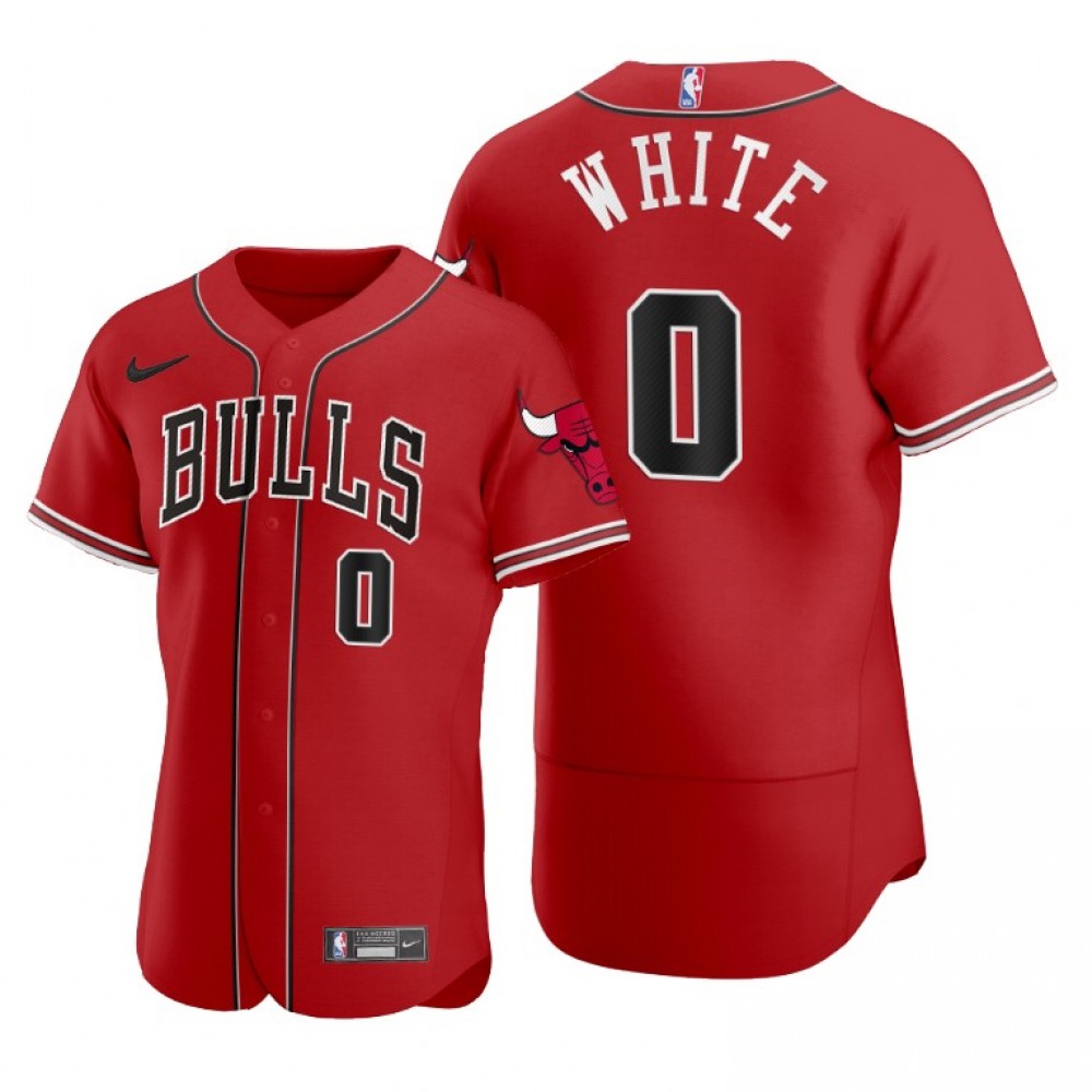Men's Chicago Bulls #0 Coby White 2020 Red NBA X MLB Crossover Edition Stitched Jersey