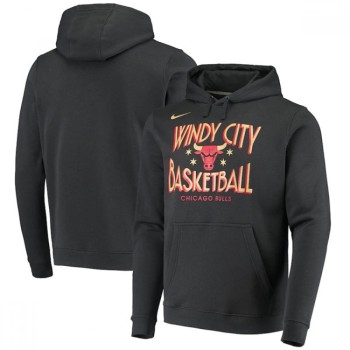 Men's Chicago Bulls 2021 Black City Edition Story Club Pullover Hoodie Men's Chicago Bulls 2021 Black City Edition Story Club Pullover Hoodie