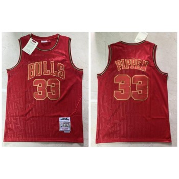 Men's Chicago Bulls #33 Scottie Pippen Red 2020 CNY Swingman Throwback Stitched Jersey Men's Chicago Bulls #33 Scottie Pippen Red 2020 CNY Swingman Throwback Stitched Jersey