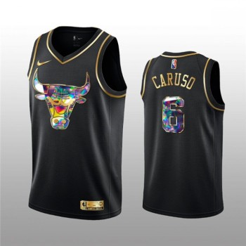 Men's Chicago Bulls #6 Alex Caruso 2021/22 Black Golden Edition 75th Anniversary Diamond Logo Stitched Basketball Jersey Men's Chicago Bulls #6 Alex Caruso 2021/22 Black Golden Edition 75th Anniversary Diamond Logo Stitched Basketball Jersey