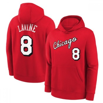 Men's Chicago Bulls #8 Zach lavine Red Pullover Hoodie Men's Chicago Bulls #8 Zach lavine Red Pullover Hoodie