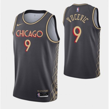 Men's Chicago Bulls #9 Nikola Vucevic Gray City Stitched Basketball Jersey Men's Chicago Bulls #9 Nikola Vucevic Gray City Stitched Basketball Jersey