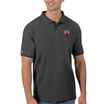 Men's Chicago Bulls Antigua Grey Legacy Pique Polo Men's Chicago Bulls Antigua Grey Legacy Pique Polo