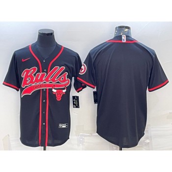 Men's Chicago Bulls Blank Black Cool Base Stitched Baseball Jersey Men's Chicago Bulls Blank Black Cool Base Stitched Baseball Jersey