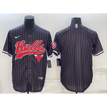 Men's Chicago Bulls Blank Black Cool Base Stitched Baseball Jersey Men's Chicago Bulls Blank Black Cool Base Stitched Baseball Jersey