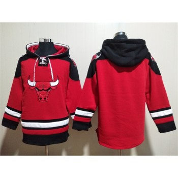 Men's Chicago Bulls Blank Red/Black Ageless Must-Have Lace-Up Pullover Hoodie Men's Chicago Bulls Blank Red/Black Ageless Must-Have Lace-Up Pullover Hoodie