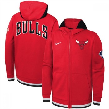 Men's Chicago Bulls Red 75th Anniversary Performance Showtime Full-Zip Hoodie Jacket Men's Chicago Bulls Red 75th Anniversary Performance Showtime Full-Zip Hoodie Jacket