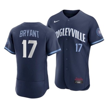 Men's Chicago Cubs #17 Kris Bryant 2021 Navy City Connect Stitched Jersey Men's Chicago Cubs #17 Kris Bryant 2021 Navy City Connect Stitched Jersey