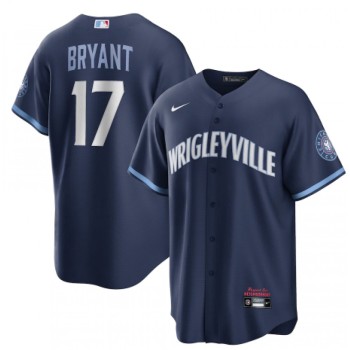 Men's Chicago Cubs #17 Kris Bryant 2021 Navy City Connect Stitched MLB Jersey Men's Chicago Cubs #17 Kris Bryant 2021 Navy City Connect Stitched MLB Jersey