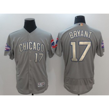 Men's Chicago Cubs #17 Kris Bryant World Series Champions Grey Program Flexbase Stitched MLB Jersey