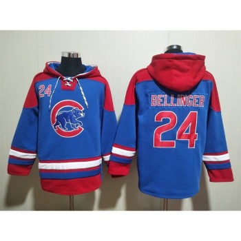 Men's Chicago Cubs #24 Cody Bellinger Royal/Red Ageless Must-Have Lace-Up Pullover Hoodie Men's Chicago Cubs #24 Cody Bellinger Royal/Red Ageless Must-Have Lace-Up Pullover Hoodie