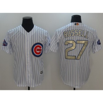 Men's Chicago Cubs #27 Addison Russell White 2017 Gold Program Cool Base Stitched MLB Jersey Men's Chicago Cubs #27 Addison Russell White 2017 Gold Program Cool Base Stitched MLB Jersey