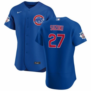 Men's Chicago Cubs #27 Seiya Suzuki Blue Flex Base Stitched Jersey Men's Chicago Cubs #27 Seiya Suzuki Blue Flex Base Stitched Jersey