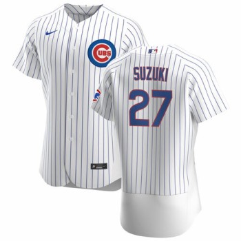 Men's Chicago Cubs #27 Seiya Suzuki White Flex Base Stitched Jersey Men's Chicago Cubs #27 Seiya Suzuki White Flex Base Stitched Jersey