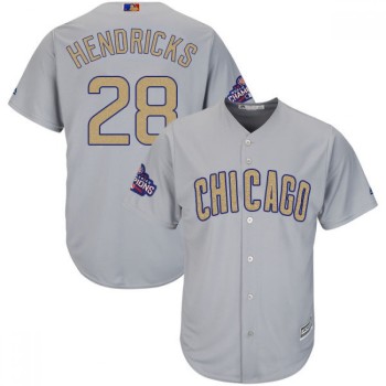 Men's Chicago Cubs #28 Kyle Hendricks World Series Champions Grey Program Cool Base Stitched MLB Jersey Men's Chicago Cubs #28 Kyle Hendricks World Series Champions Grey Program Cool Base Stitched MLB Jersey