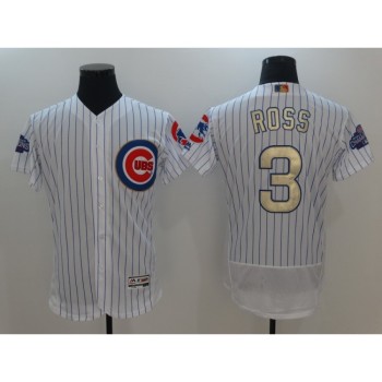 Men's Chicago Cubs #3 David Ross White 2017 Gold Program Flexbase Stitched MLB Jersey Men's Chicago Cubs #3 David Ross White 2017 Gold Program Flexbase Stitched MLB Jersey