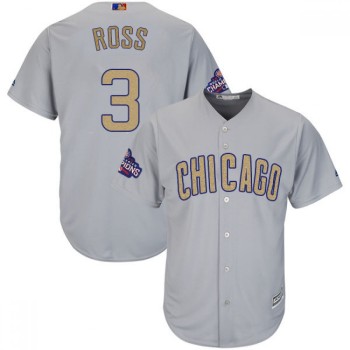 Men's Chicago Cubs #3 David Ross World Series Champions Grey Program Cool Base Stitched MLB Jersey Men's Chicago Cubs #3 David Ross World Series Champions Grey Program Cool Base Stitched MLB Jersey