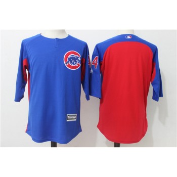 Men's Chicago Cubs #44 Anthony Rizzo Blue/Red Authentic Collection On-Field 3/4 Sleeve Batting Practice Stitched MLB Jersey Men's Chicago Cubs #44 Anthony Rizzo Blue/Red Authentic Collection On-Field 3/4 Sleeve Batting Practice Stitched MLB Jersey
