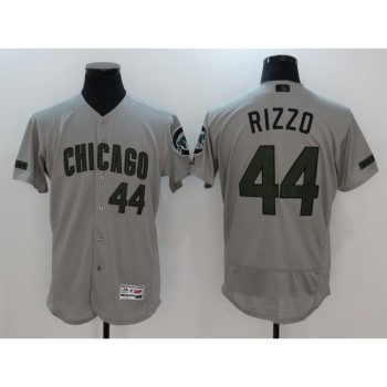 Men's Chicago Cubs #44 Anthony Rizzo Gray And Green Flex base Stitched Jersey Men's Chicago Cubs #44 Anthony Rizzo Gray And Green Flex base Stitched Jersey