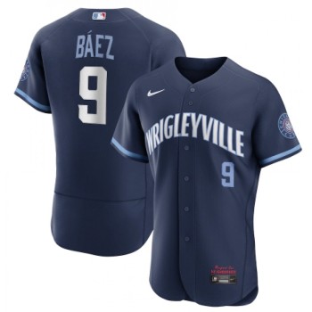 Men's Chicago Cubs #9 Javier Baez 2021 Navy City Connect Stitched Jersey Men's Chicago Cubs #9 Javier Baez 2021 Navy City Connect Stitched Jersey