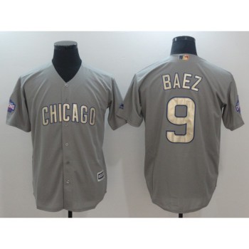 Men's Chicago Cubs #9 Javier Baez Gray World Series Champions Gold Program Cool Base Stitched MLB Jersey Men's Chicago Cubs #9 Javier Baez Gray World Series Champions Gold Program Cool Base Stitched MLB Jersey