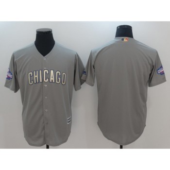 Men's Chicago Cubs Blank Gray World Series Champions Gold Program Cool Base Stitched MLB Jersey Men's Chicago Cubs Blank Gray World Series Champions Gold Program Cool Base Stitched MLB Jersey