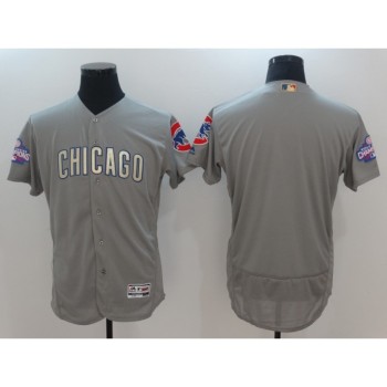 Men's Chicago Cubs Blank Gray World Series Champions Gold Program Flexbase Stitched MLB Jersey Men's Chicago Cubs Blank Gray World Series Champions Gold Program Flexbase Stitched MLB Jersey
