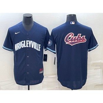 Men's Chicago Cubs Navy Team Big Logo Cool Base Stitched Jersey Men's Chicago Cubs Navy Team Big Logo Cool Base Stitched Jersey
