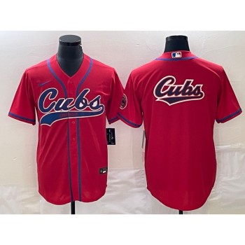 Men's Chicago Cubs Red Team Big Logo Cool Base Stitched Jersey Men's Chicago Cubs Red Team Big Logo Cool Base Stitched Jersey