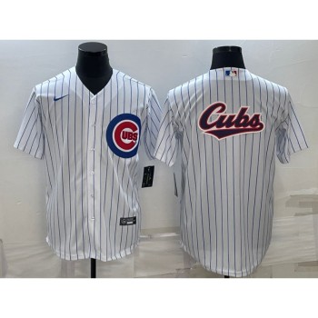 Men's Chicago Cubs White Team Big Logo Cool Base Stitched Jersey Men's Chicago Cubs White Team Big Logo Cool Base Stitched Jersey