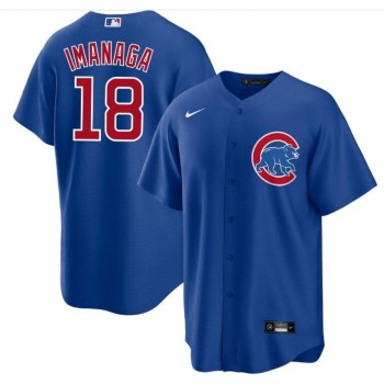 Men's Chicago Cubs #18 Shota Imanaga Blue Cool Base Stitched Baseball Jersey Men's Chicago Cubs #18 Shota Imanaga Blue Cool Base Stitched Baseball Jersey